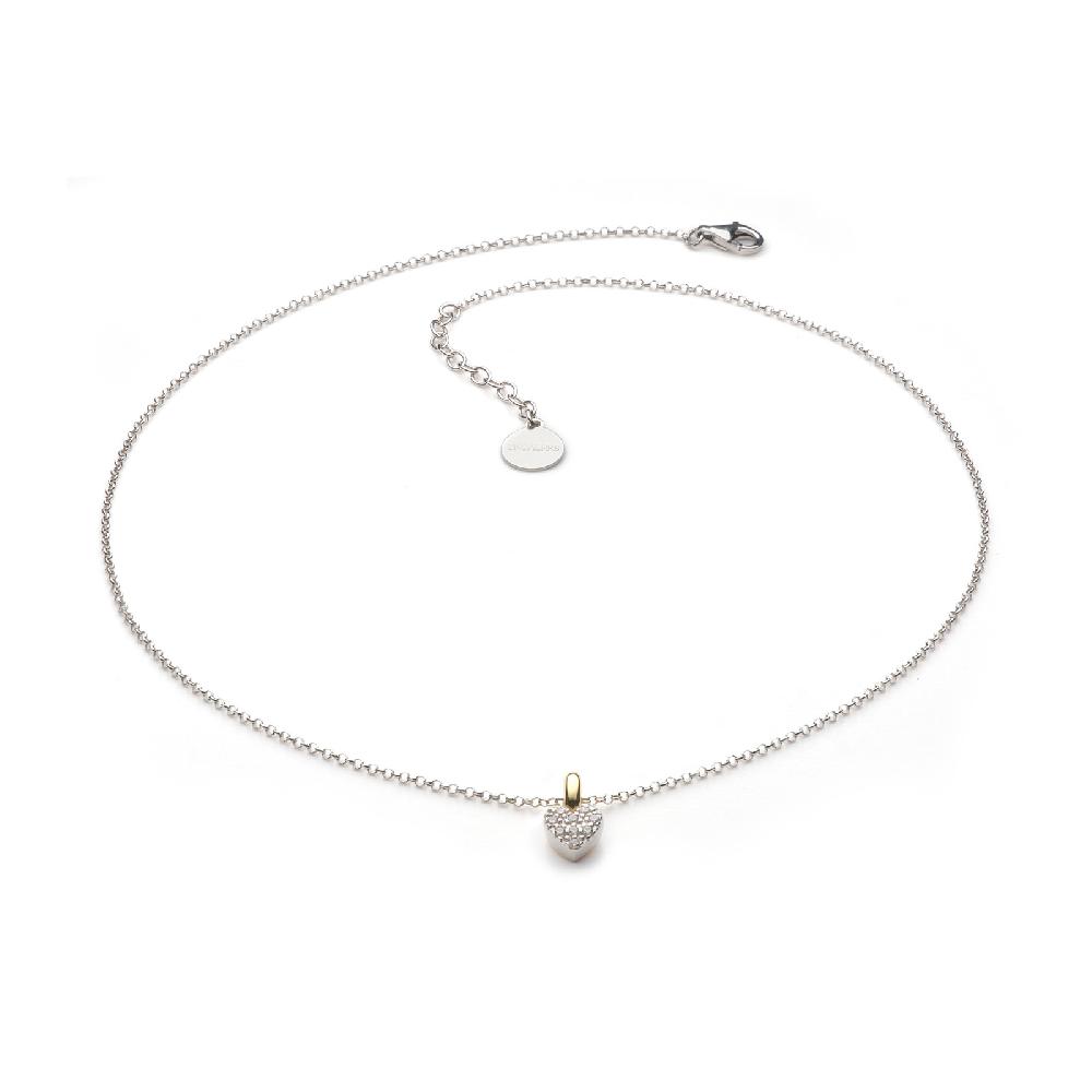 Unoaerre Collana In Argento Con Cuore E Zirconi | UNOAERRE Gioielli