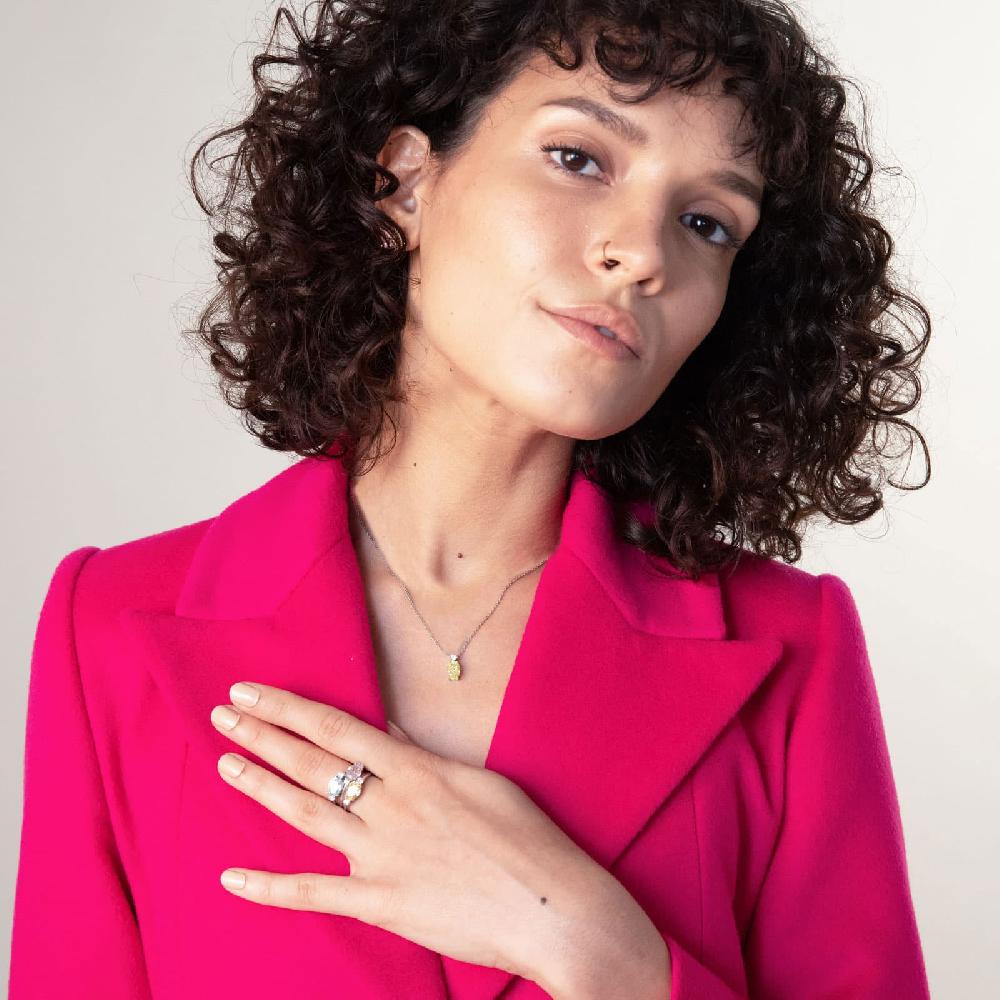 Unoaerre Collana In Argento Con Zirconia Cubica Gialla | UNOAERRE Gioielli