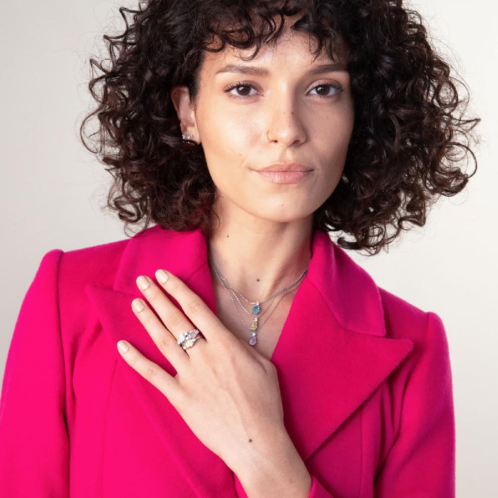 Unoaerre Collana In Argento Con Zirconia Cubica Gialla | UNOAERRE Gioielli