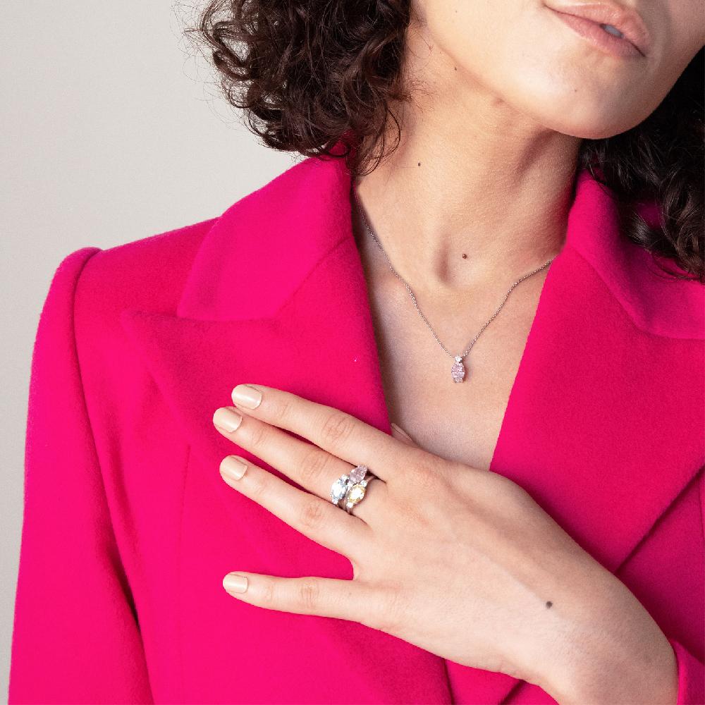 Unoaerre Collana In Argento Con Zirconia Cubica Rosa | UNOAERRE Gioielli