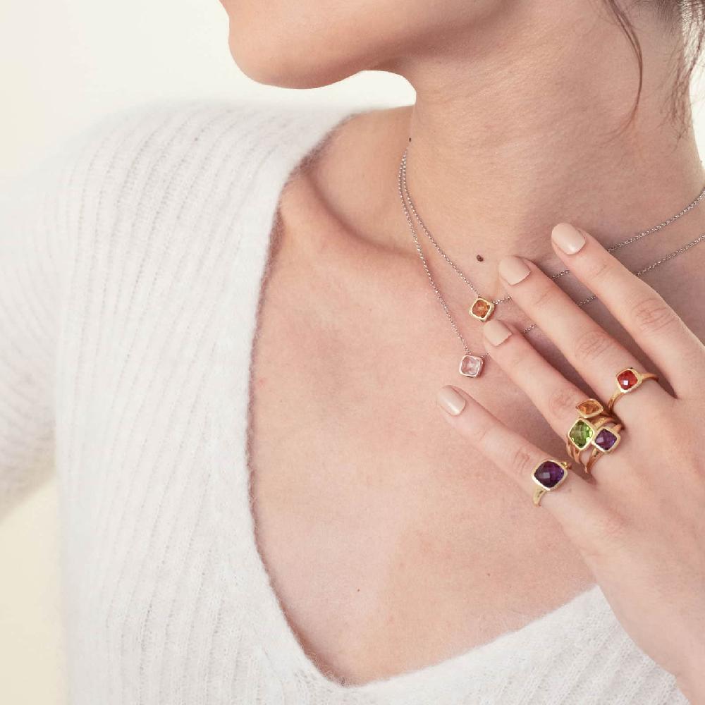 Unoaerre Collana In Argento Donna Con Cristallo Rosa | UNOAERRE Gioielli