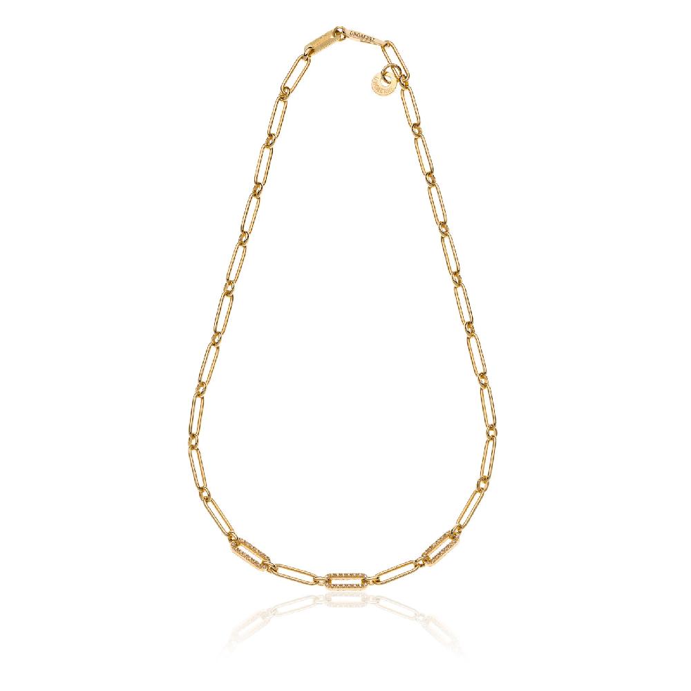 Unoaerre Collana in argento dorato con cubic zirconia dorati | UNOAERRE Gioielli
