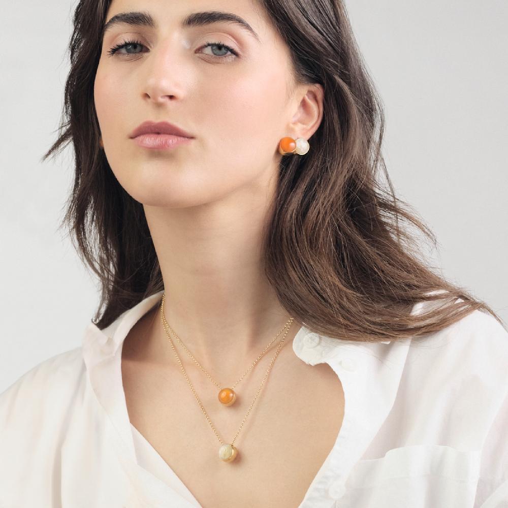 Unoaerre Collana In Argento Dorato E Corniola | UNOAERRE Gioielli