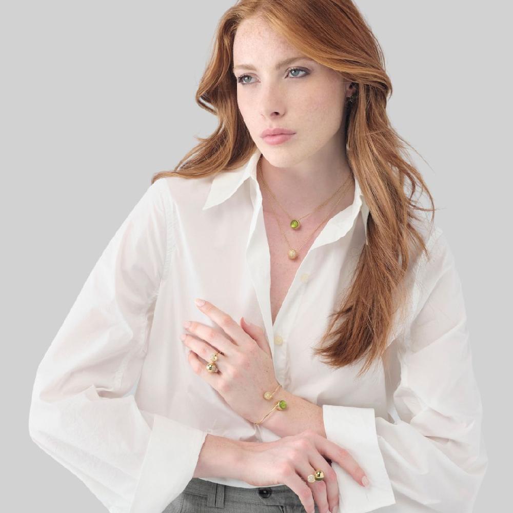 Unoaerre Collana In Argento Dorato E Cristallo Verde | UNOAERRE Gioielli