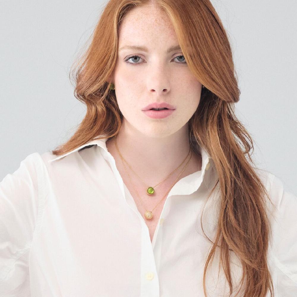 Unoaerre Collana In Argento Dorato E Cristallo Verde | UNOAERRE Gioielli