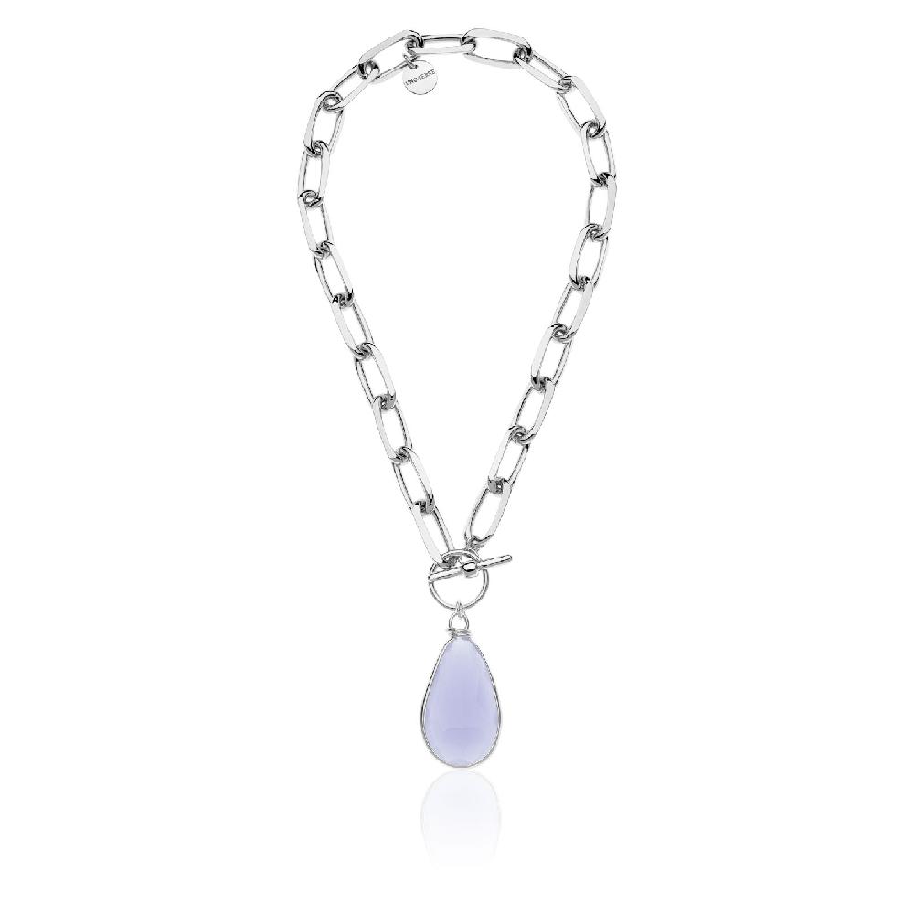 Unoaerre Collana in bronzo argentato cristallo glicine | UNOAERRE Gioielli