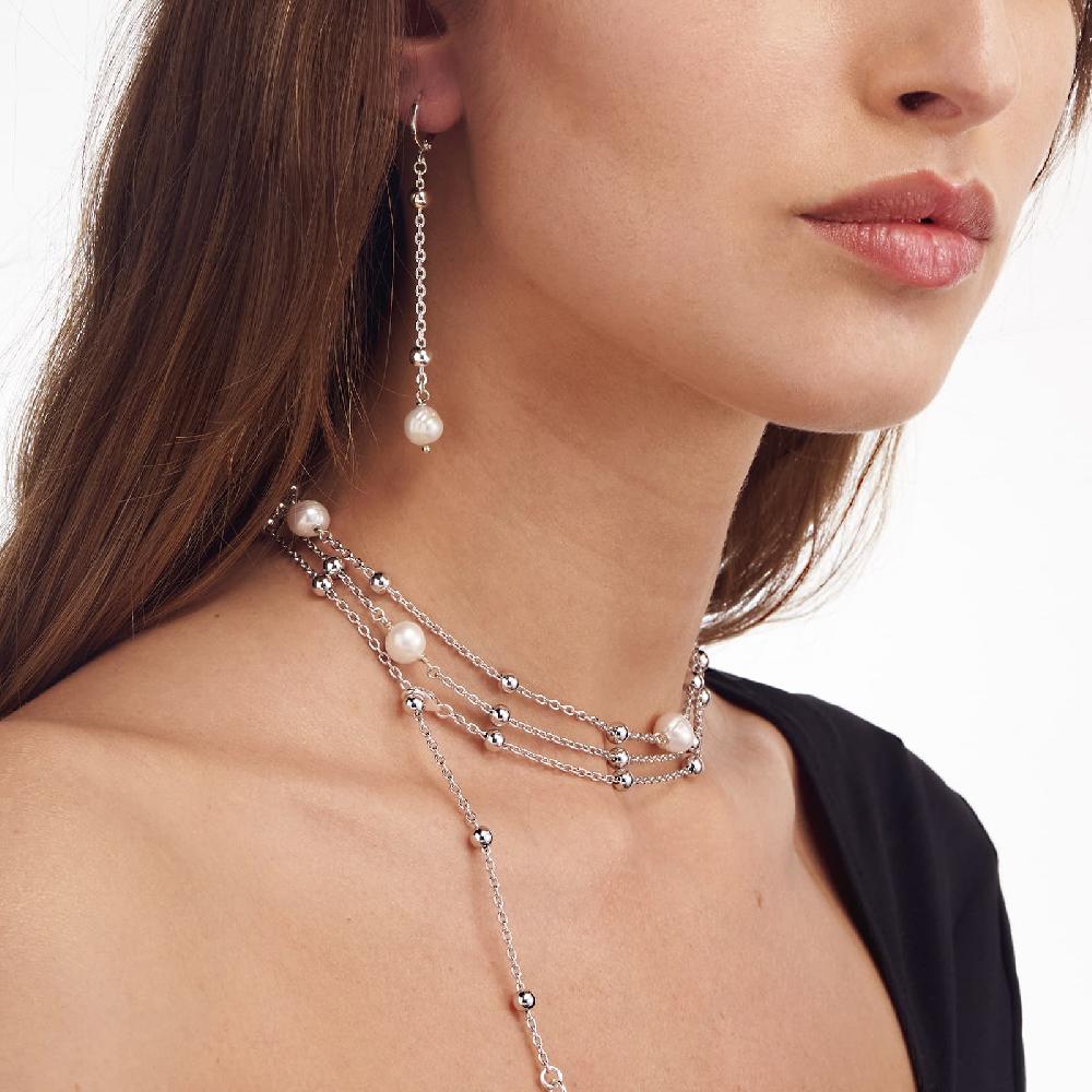 Unoaerre Collana In Bronzo Argentato Perle Naturali | UNOAERRE Gioielli