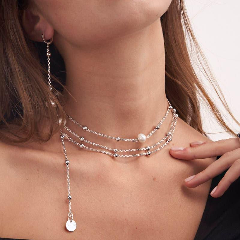 Unoaerre Collana In Bronzo Argentato Perle Naturali | UNOAERRE Gioielli