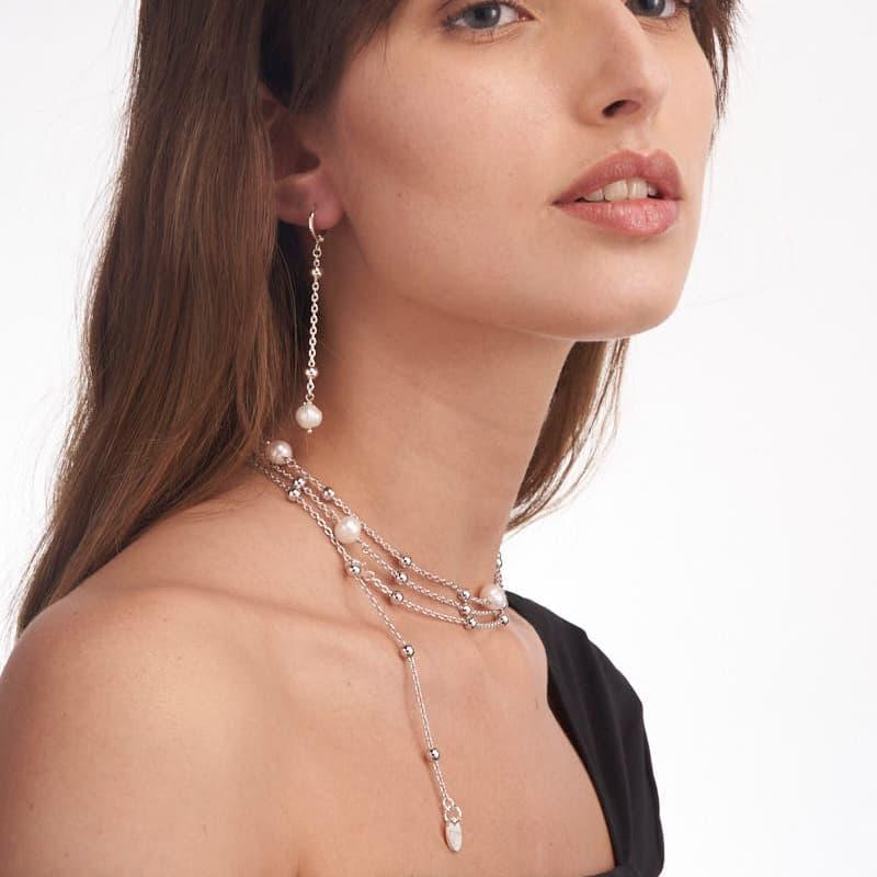 Unoaerre Collana In Bronzo Argentato Perle Naturali | UNOAERRE Gioielli