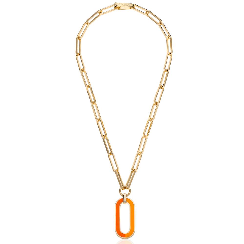 Unoaerre Collana in bronzo dorato con smalto arancio | UNOAERRE Gioielli