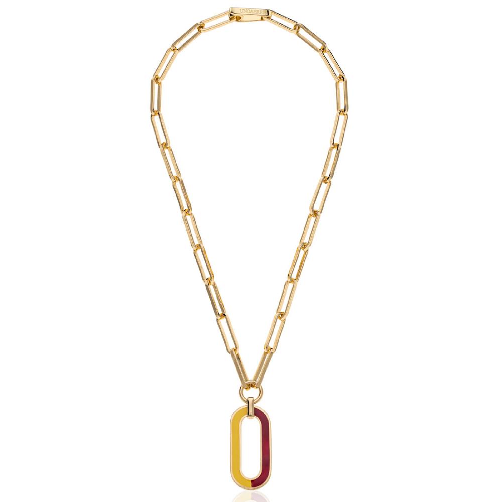 Unoaerre Collana in bronzo dorato con smalto rosso e giallo | UNOAERRE Gioielli