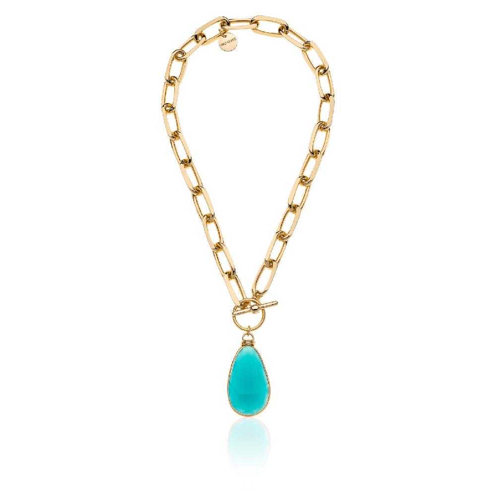 Unoaerre Collana in bronzo dorato cristallo turchese | UNOAERRE Gioielli