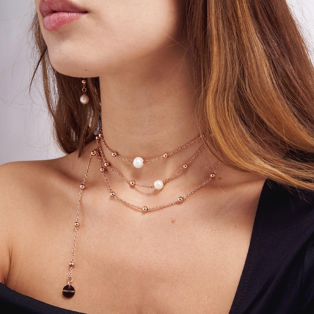Unoaerre Collana In Bronzo Dorato Rosa Con Perle | UNOAERRE Gioielli