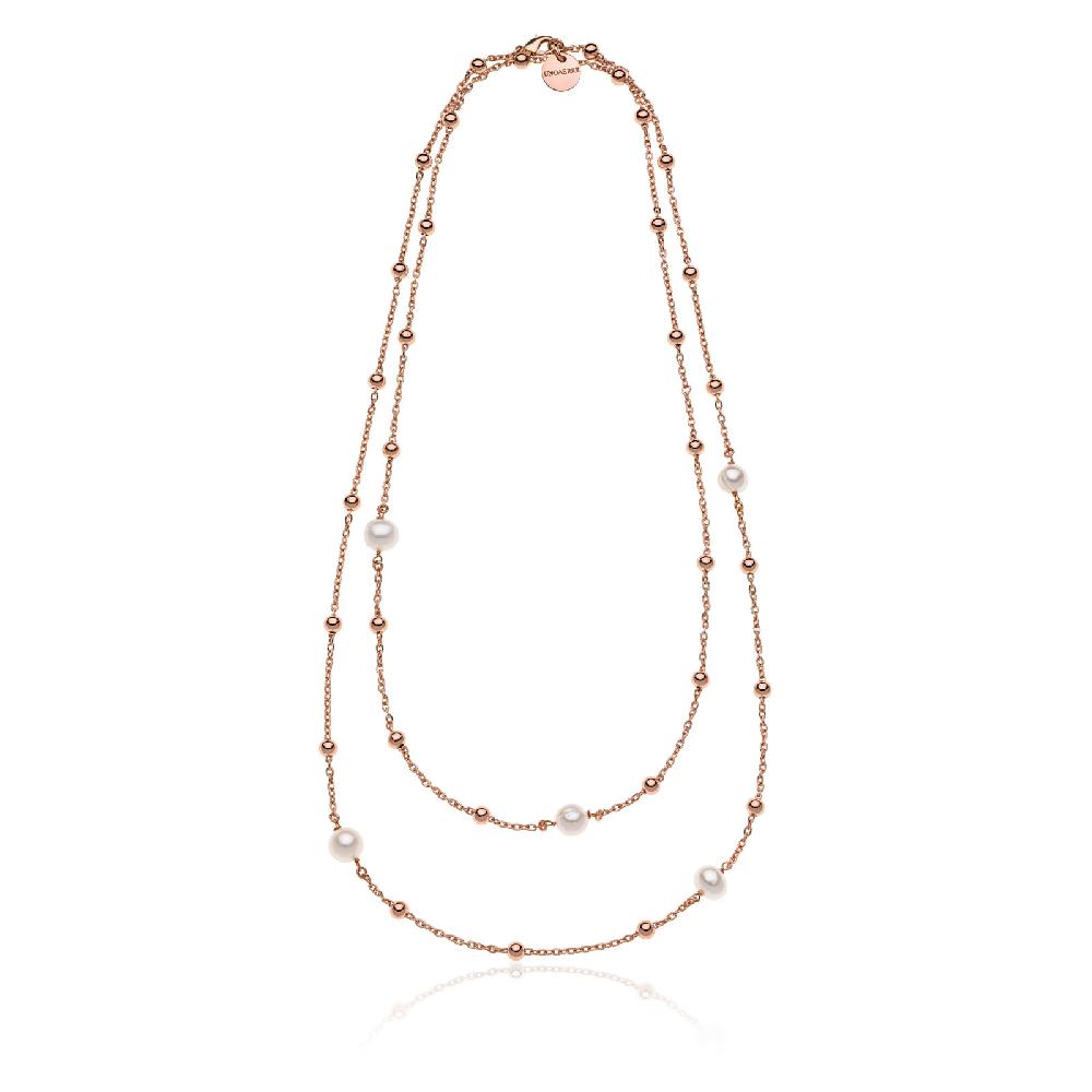 Unoaerre Collana in bronzo dorato rosa con perle | UNOAERRE Gioielli