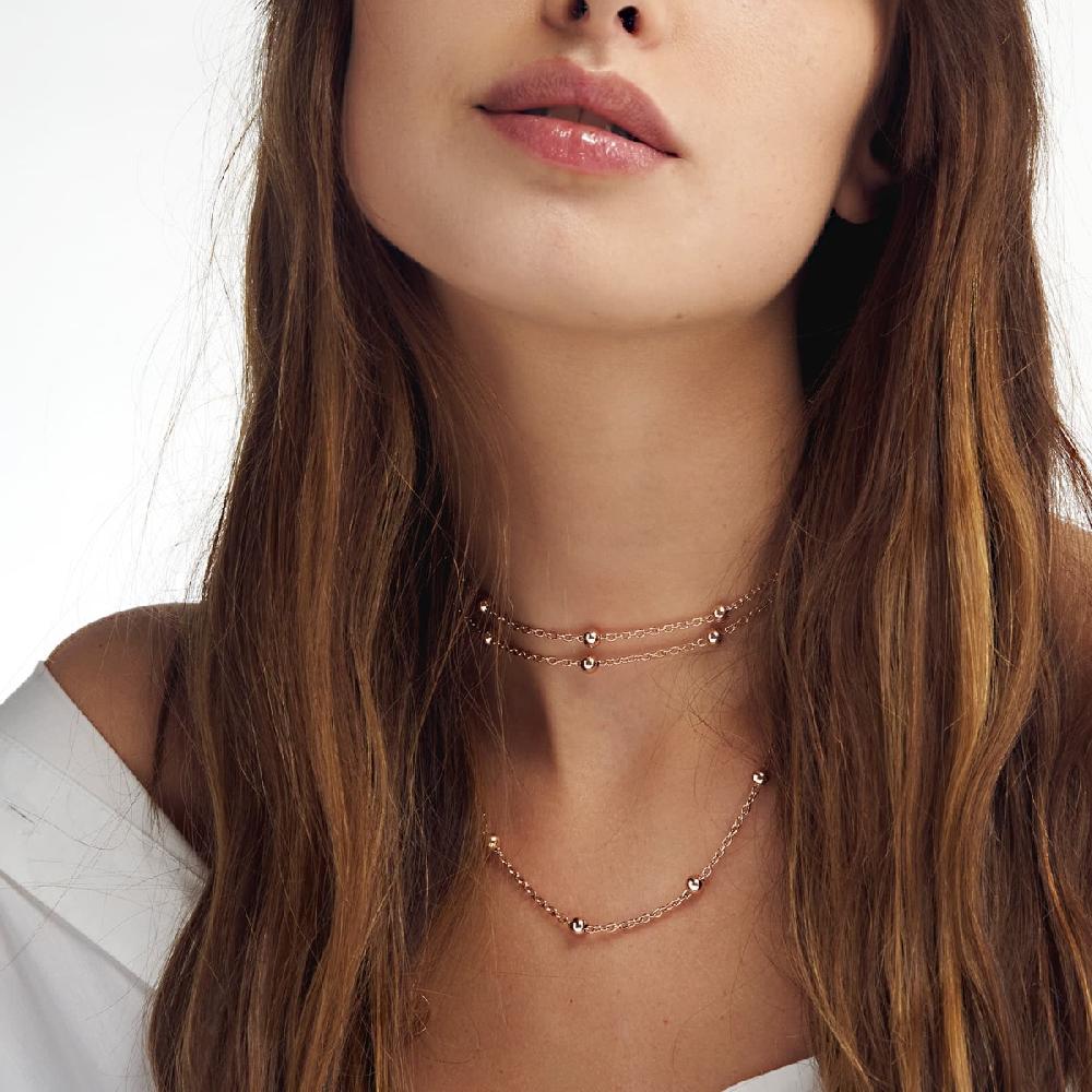 Unoaerre Collana In Bronzo Dorato Rosa Con Sfere | UNOAERRE Gioielli