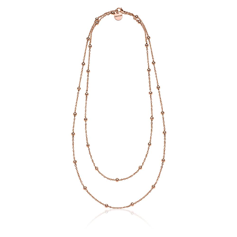 Unoaerre Collana in bronzo dorato rosa con sfere | UNOAERRE Gioielli