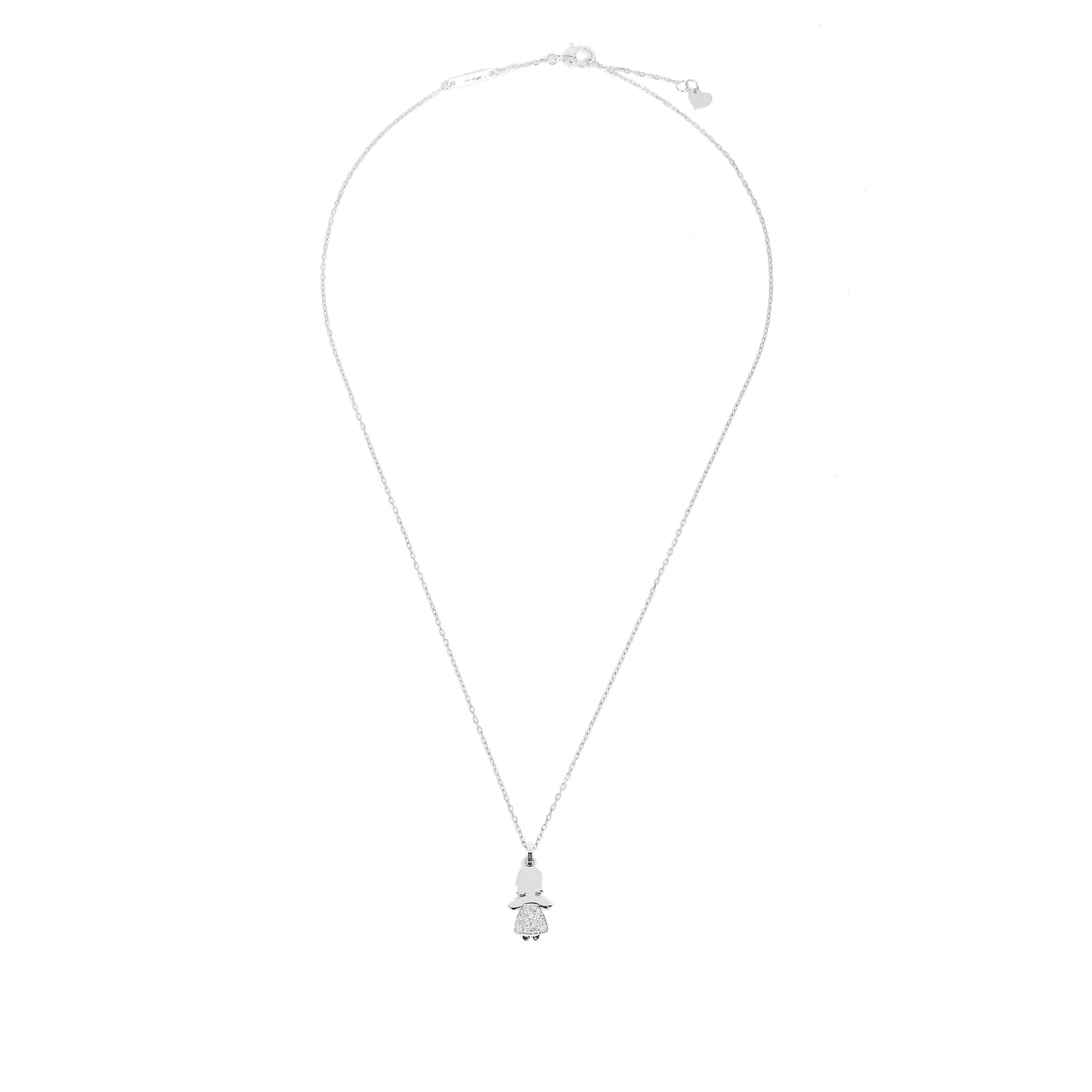 Unoaerre Collana in oro bianco con pendente bimba e diamanti | UNOAERRE Gioielli