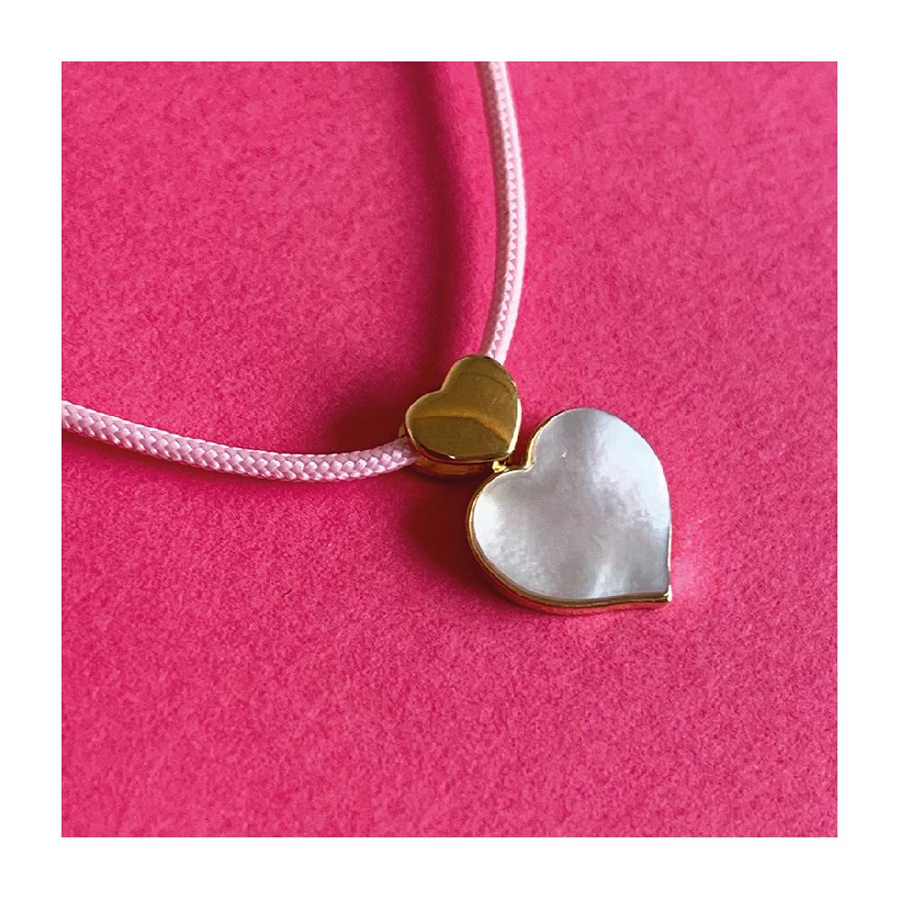 Unoaerre Collana In Oro Con Cuore Madreperla E Cordino Rosa | UNOAERRE Gioielli