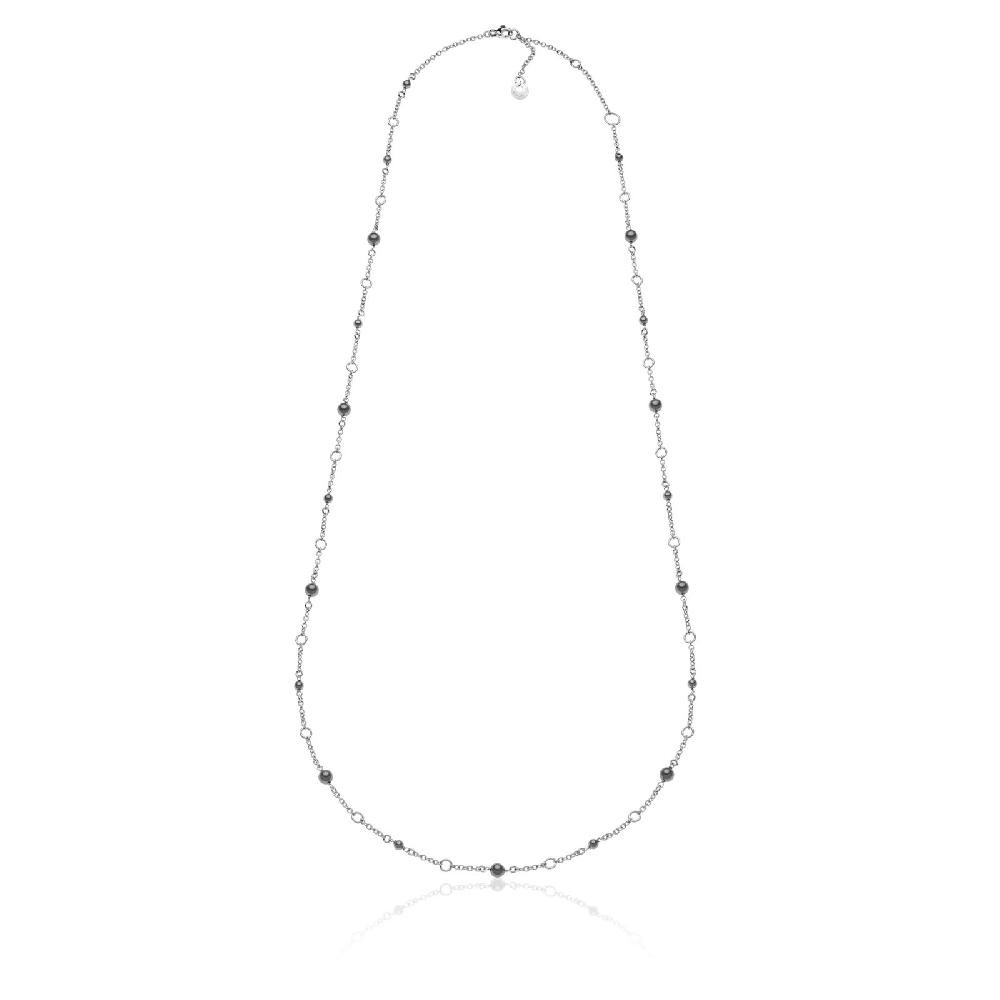 Unoaerre Collana lunga in argento con perle nere | UNOAERRE Gioielli