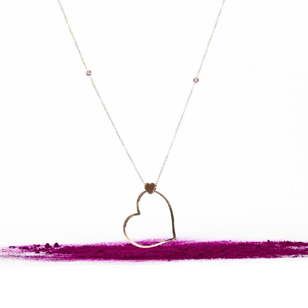 Unoaerre Collana Lunga In Oro Con Cuore E Diamanti Batticuore | UNOAERRE Gioielli