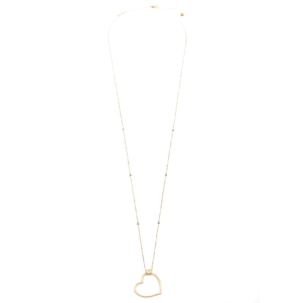 Unoaerre Collana Lunga In Oro Con Cuore E Diamanti Batticuore | UNOAERRE Gioielli