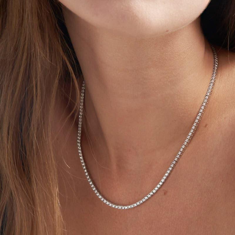 Unoaerre Collana Tennis In Argento Rodiato Con Cubic Zirconia | UNOAERRE Gioielli