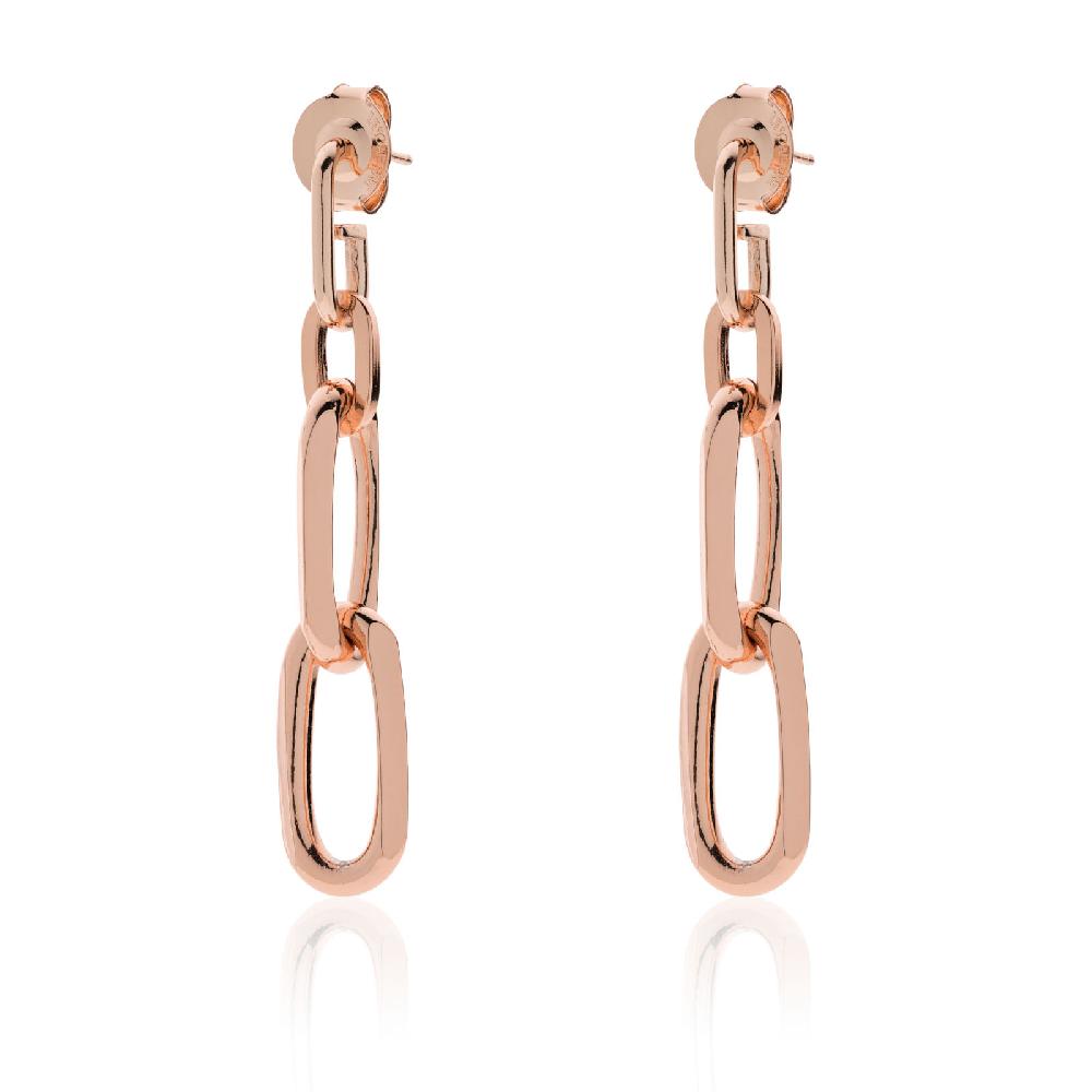 Unoaerre Orecchini catena in bronzo dorato rosa | UNOAERRE Gioielli
