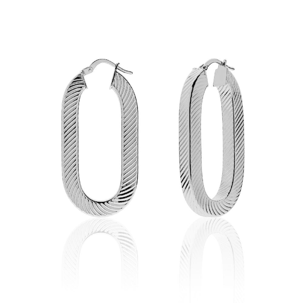 Unoaerre Orecchini donna argentati a maglia ovale | UNOAERRE Gioielli