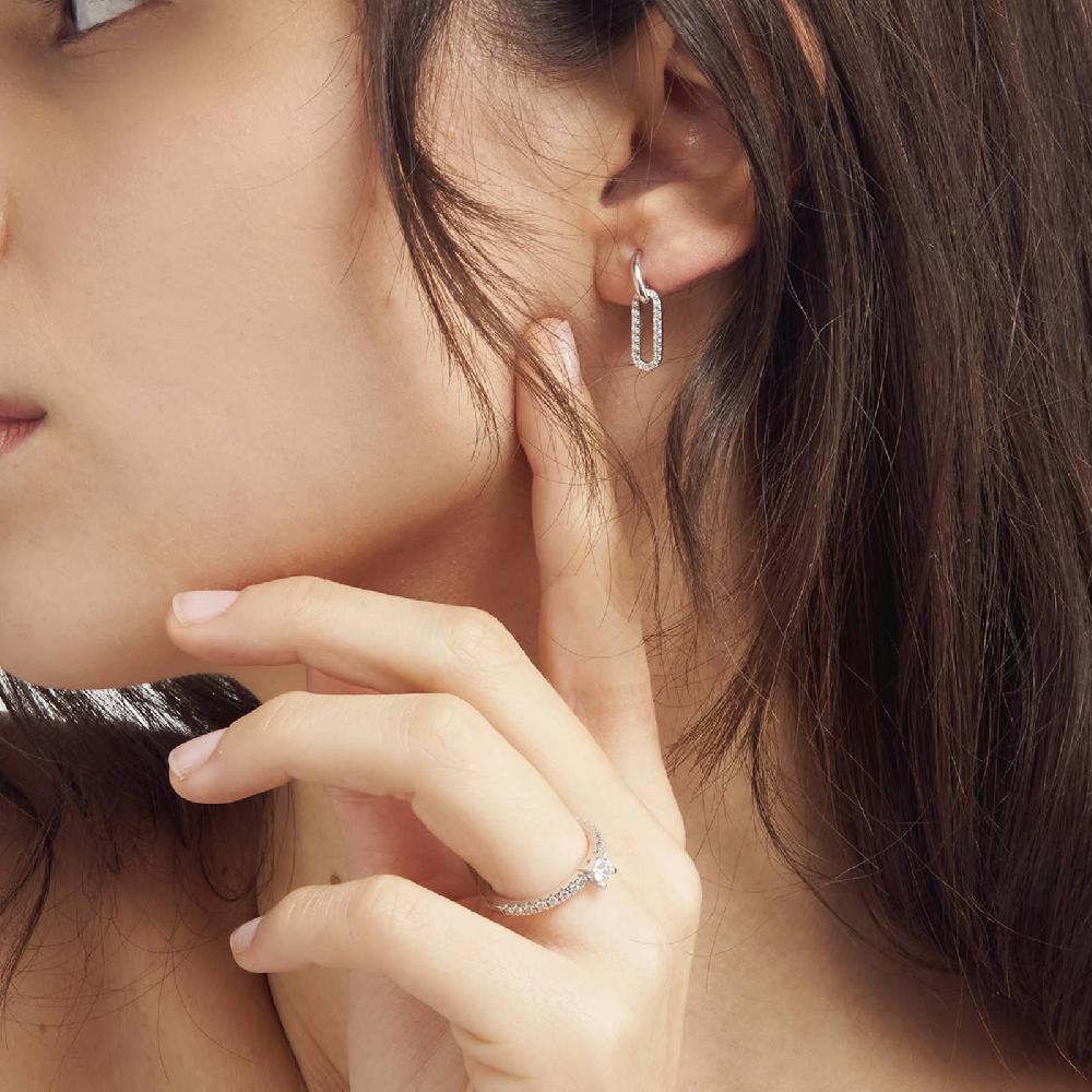 Unoaerre Orecchini In Argento Bianco Con Cubic Zirconia Bianchi | UNOAERRE Gioielli