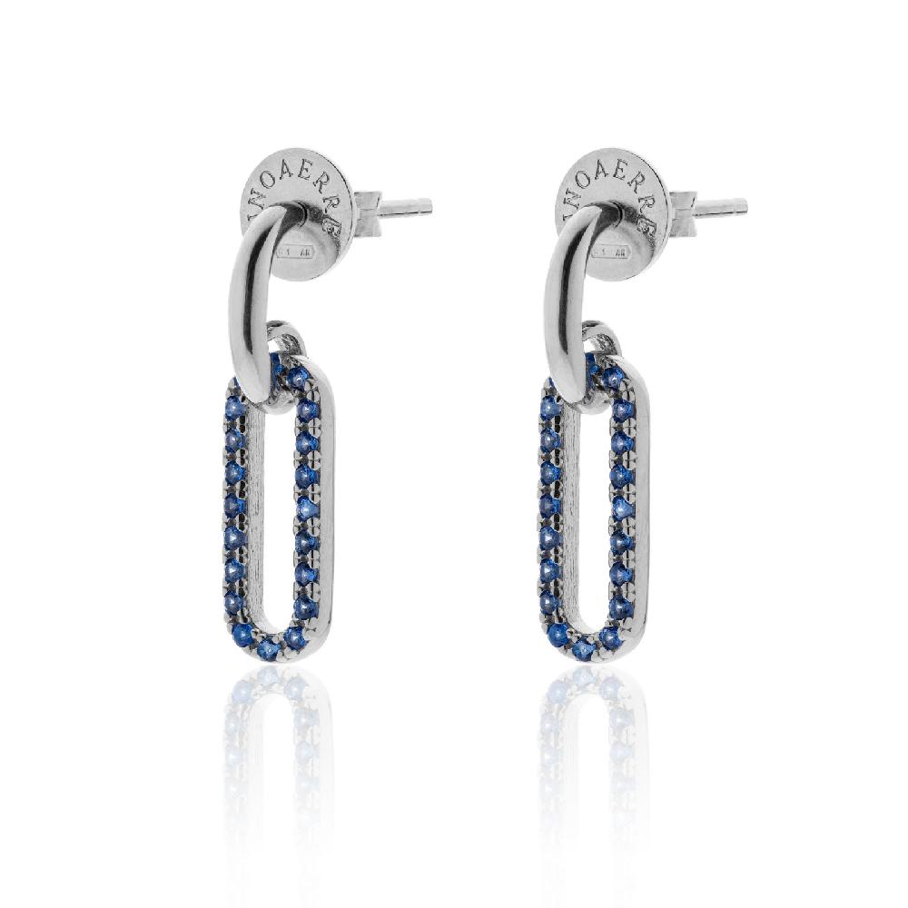 Unoaerre Orecchini in argento bianco con cubic zirconia blu | UNOAERRE Gioielli