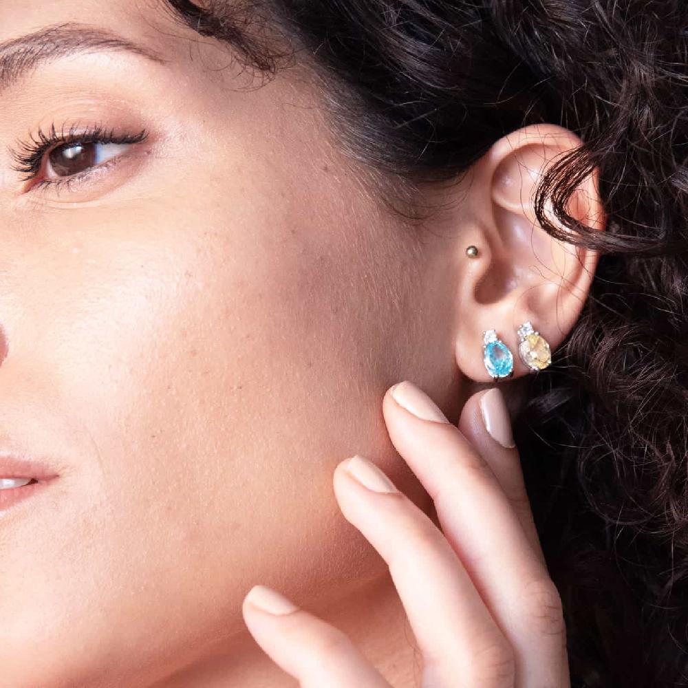 Unoaerre Orecchini In Argento Con E Zicornia Cubica Gialla | UNOAERRE Gioielli