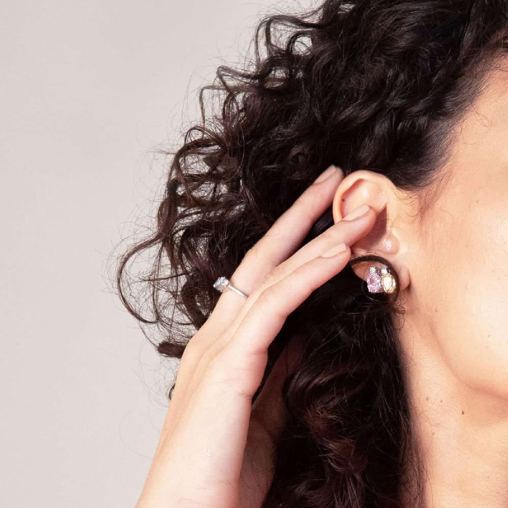 Unoaerre Orecchini In Argento Con E Zicornia Cubica Rosa | UNOAERRE Gioielli