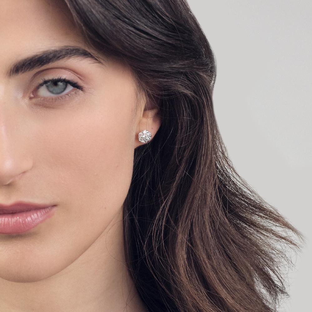 Unoaerre Orecchini In Argento Con Fiori Pavé | UNOAERRE Gioielli