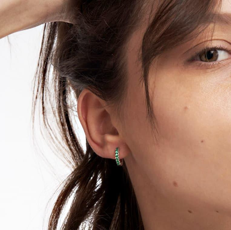 Unoaerre Orecchini In Argento Con Zirconia Cubica Verde | UNOAERRE Gioielli