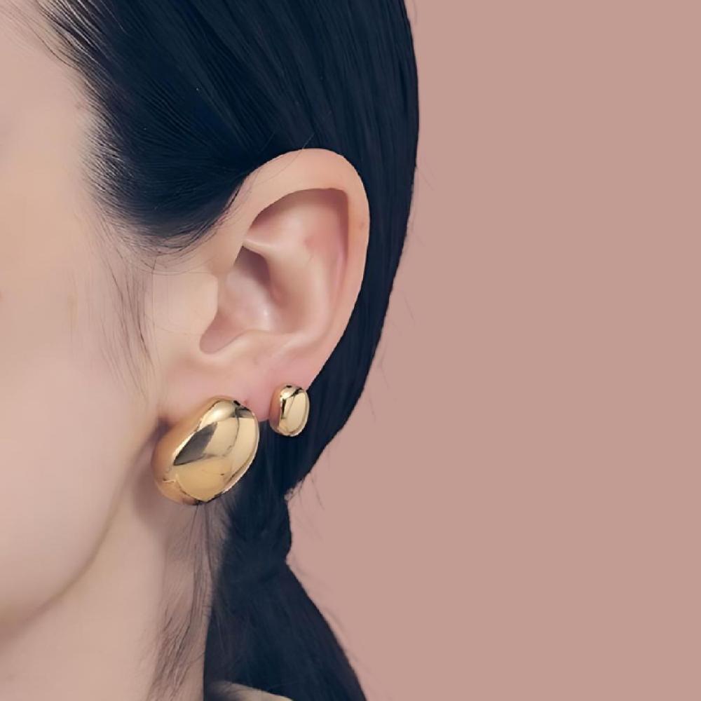 Unoaerre Orecchini In Argento Dorato A Bottone | UNOAERRE Gioielli