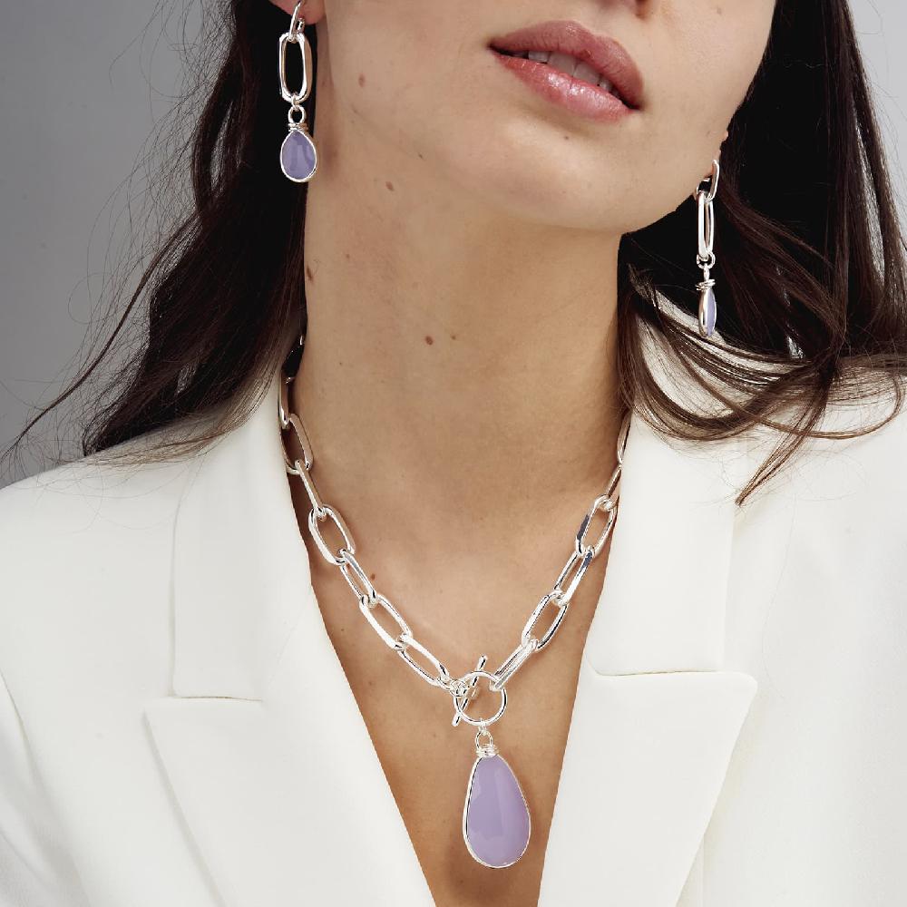 Unoaerre Orecchini In Bronzo Argentato Cristallo Glicine | UNOAERRE Gioielli