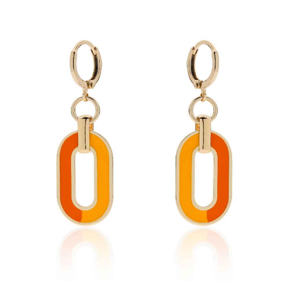 Unoaerre Orecchini in bronzo dorato con smalto arancio | UNOAERRE Gioielli