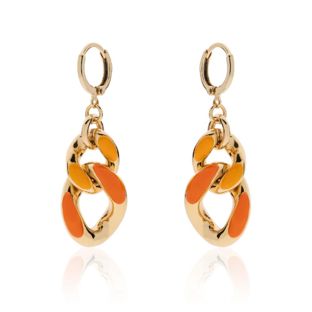 Unoaerre Orecchini in bronzo dorato con smalto arancio | UNOAERRE Gioielli
