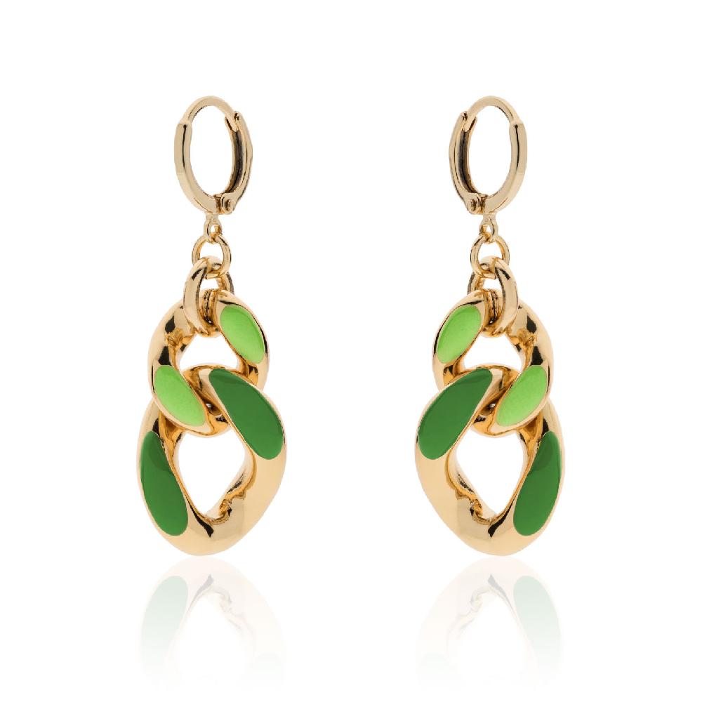 Unoaerre Orecchini in bronzo dorato con smalto verde | UNOAERRE Gioielli