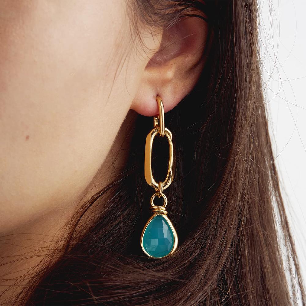 Unoaerre Orecchini In Bronzo Dorato Cristallo Turchese | UNOAERRE Gioielli