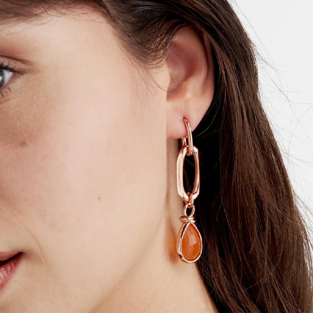 Unoaerre Orecchini In Bronzo Dorato Rosa Cristallo Ambra | UNOAERRE Gioielli