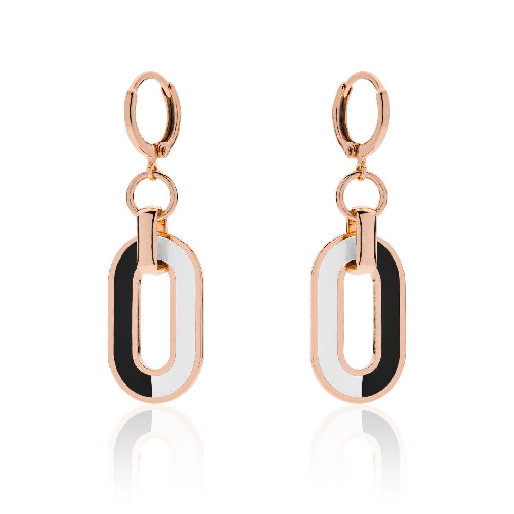 Unoaerre Orecchini in bronzo rosa smalto bianco e nero | UNOAERRE Gioielli