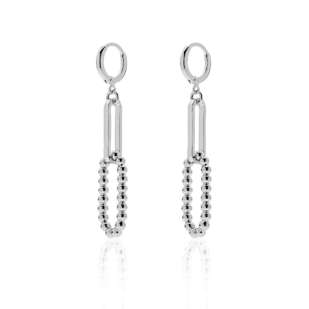 Unoaerre Orecchini lunghi con maglie di catena a palline e paper clip | UNOAERRE Gioielli