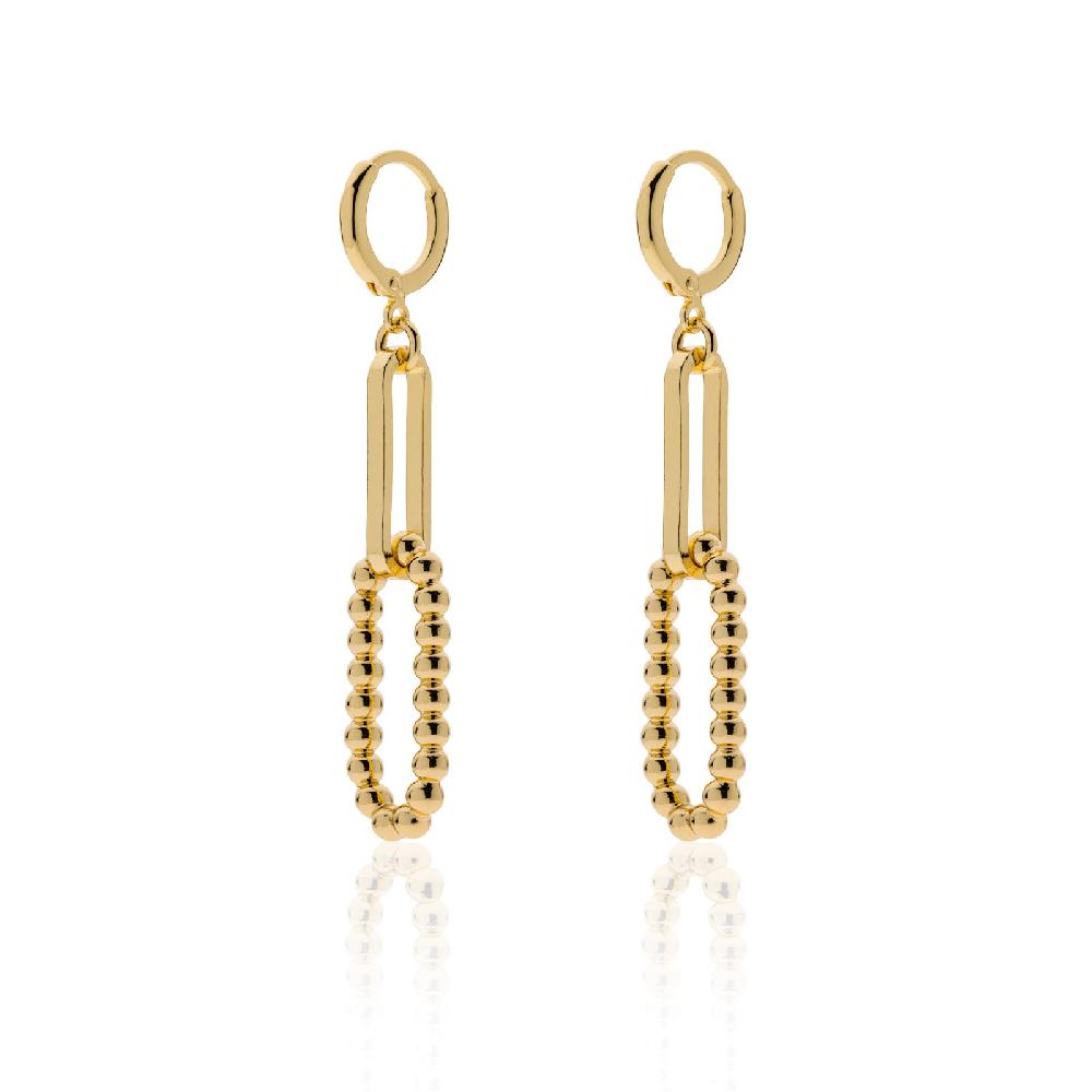 Unoaerre Orecchini lunghi con maglie di catena a palline e paper clip | UNOAERRE Gioielli