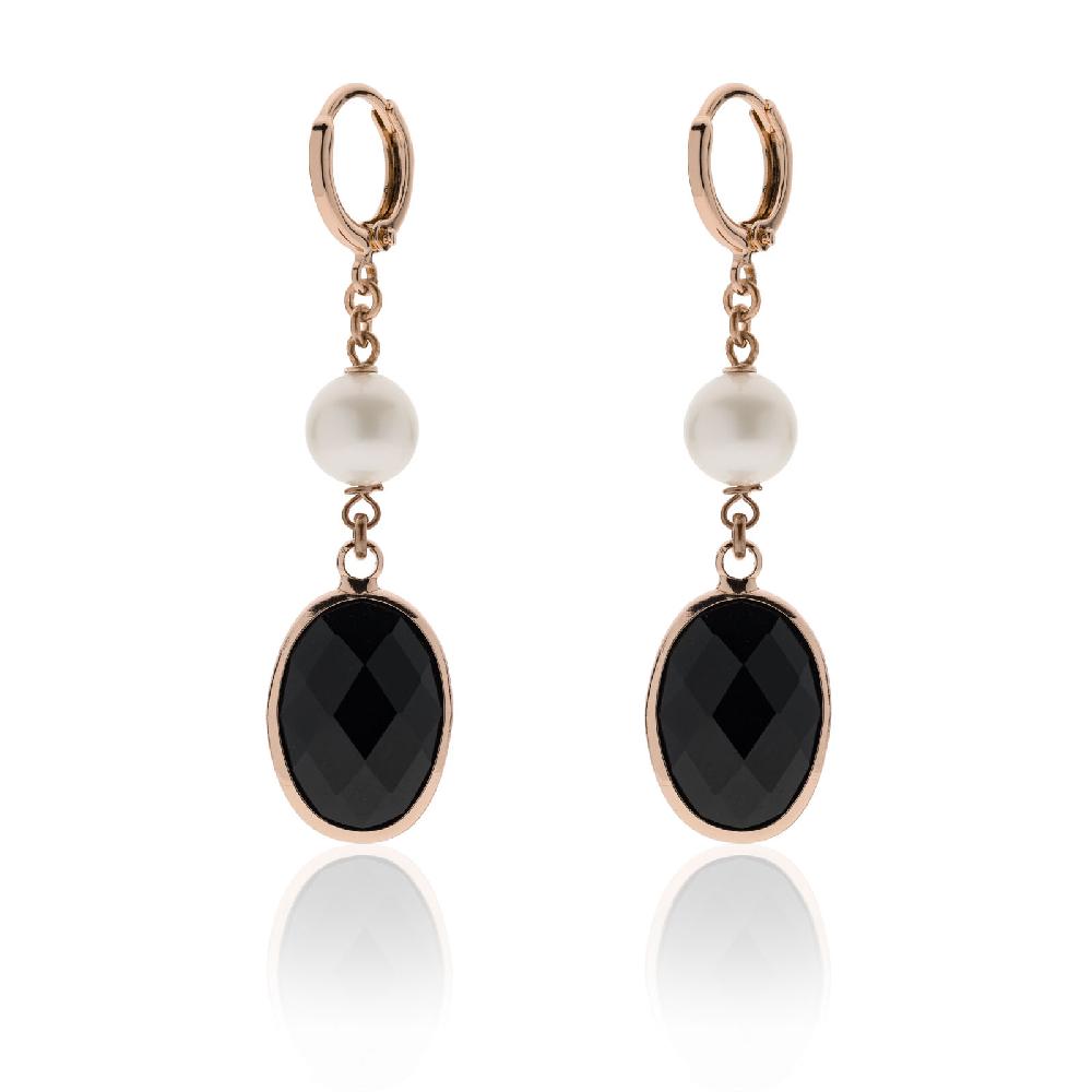 Unoaerre Orecchini lunghi con pietra nera e perle | UNOAERRE Gioielli