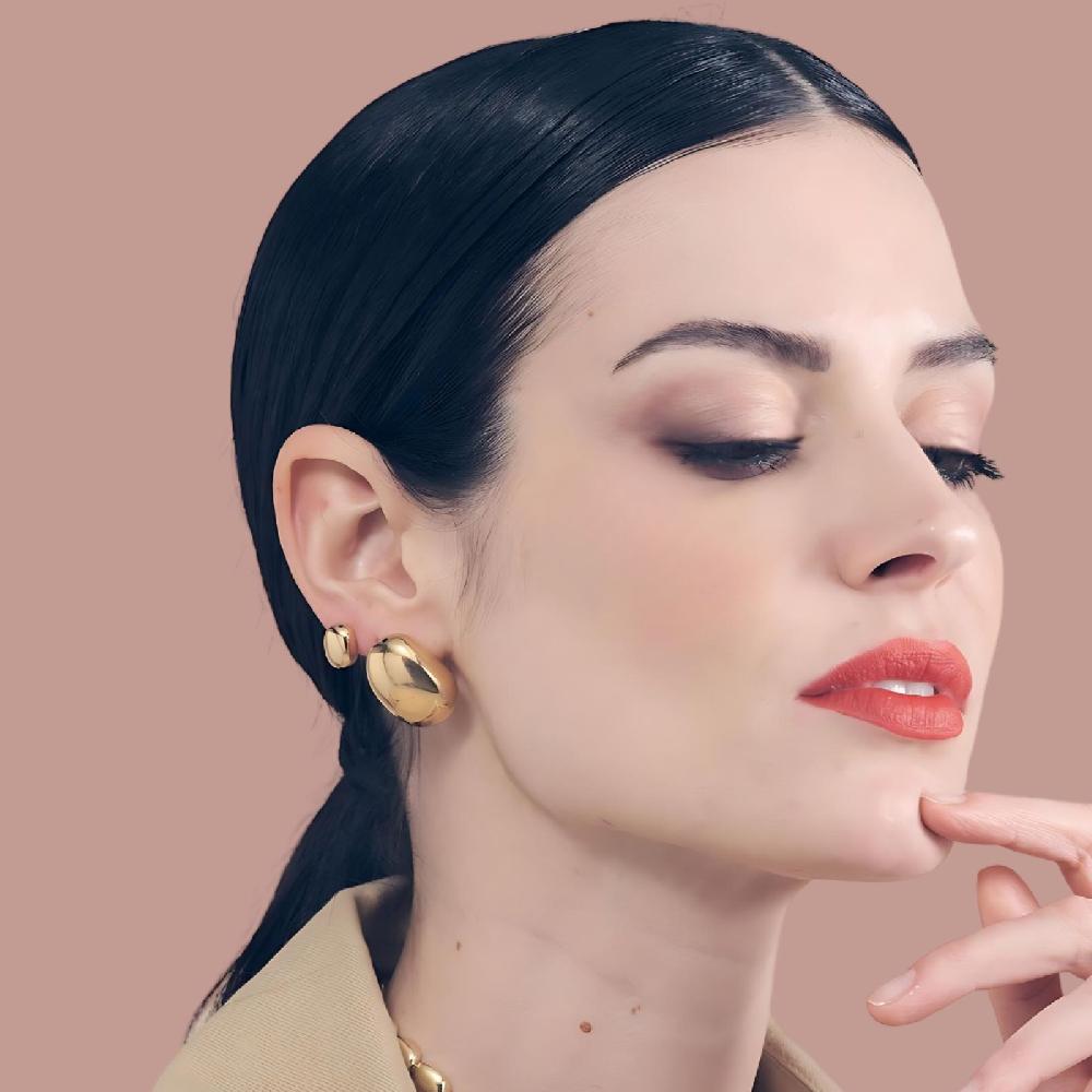 Unoaerre Orecchini Maxi Bottone In Argento Dorato | UNOAERRE Gioielli