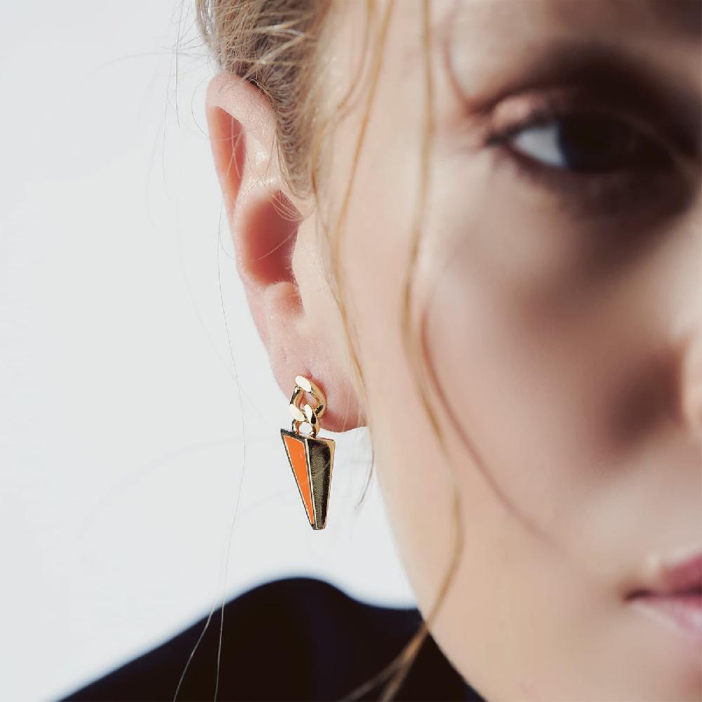 Unoaerre Orecchini Pendenti Smalto Arancio Blu | UNOAERRE Gioielli