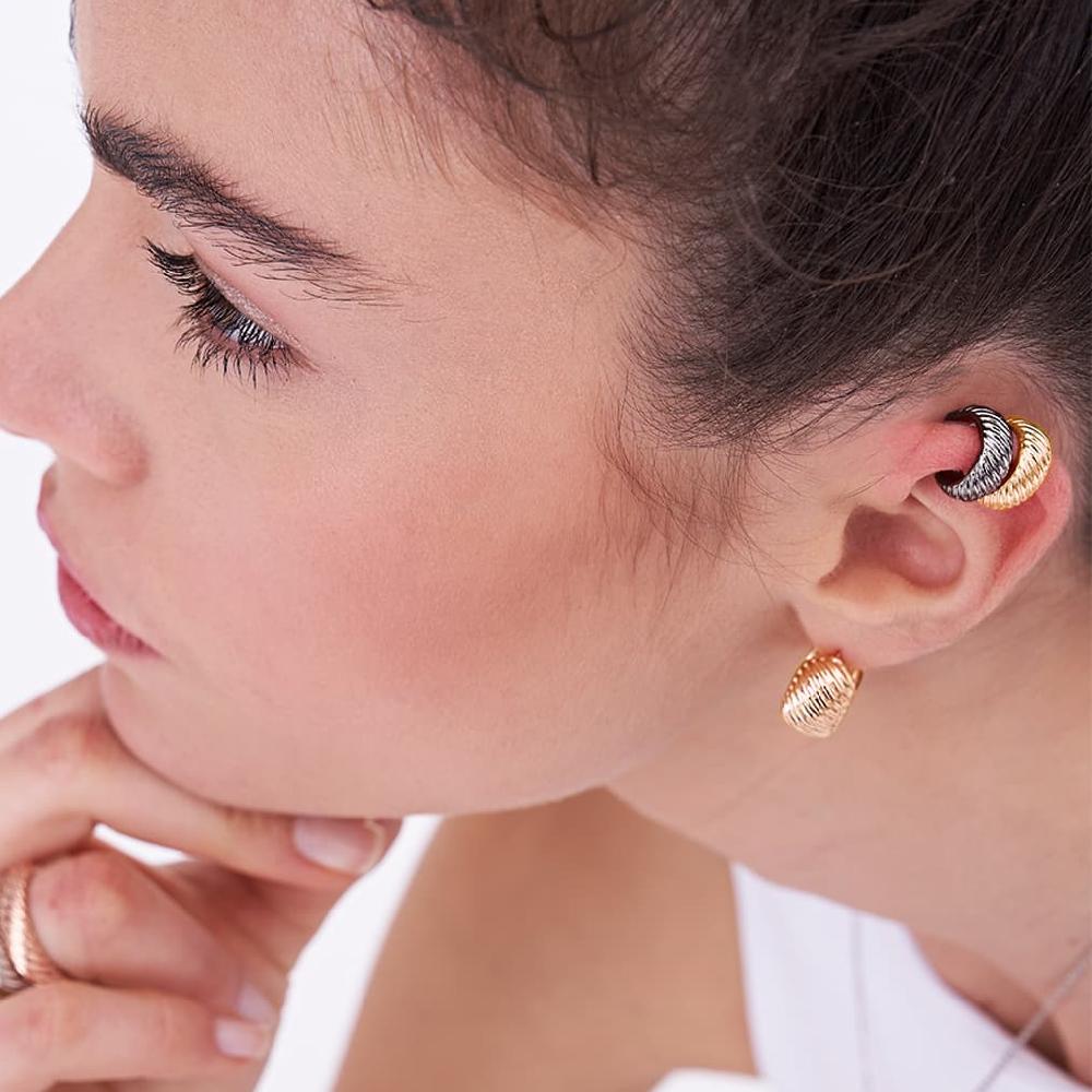 Unoaerre Orecchino Ear Cuff In Argento Brunito | UNOAERRE Gioielli