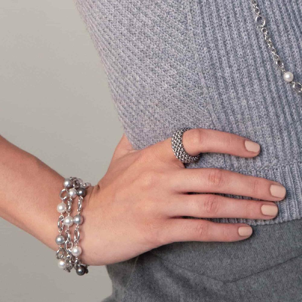 Unoaerre Unoaerre Bracciale In Argento Con Perle Bianche E Nere | UNOAERRE Gioielli