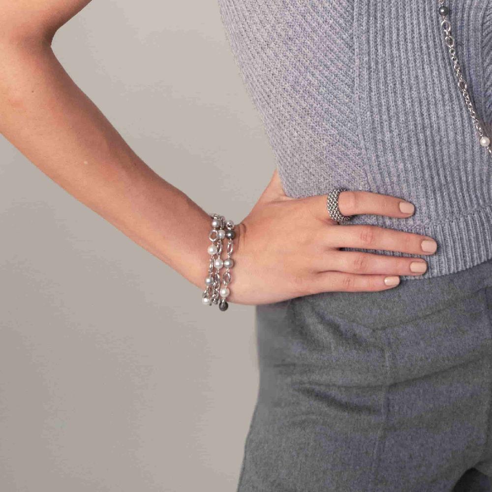 Unoaerre Unoaerre Bracciale In Argento Con Perle Bianche E Nere | UNOAERRE Gioielli
